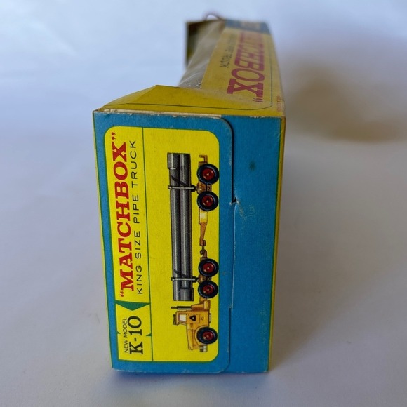 Vintage Matchbox King Size K-10 Pipe Truck Lesney Product Yellow Diecast In Box - Picture 4 of 8